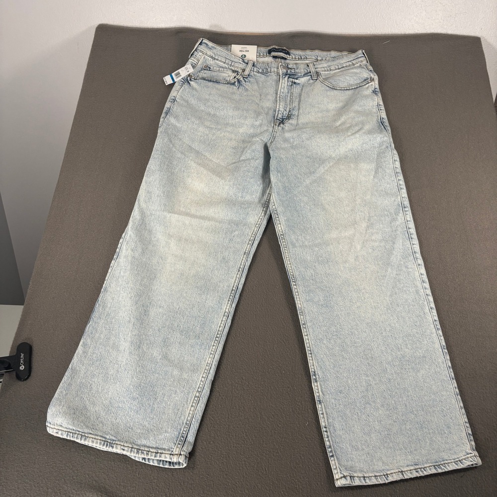 Aeropostale Baggy Stretch Jeans Mens 36x30 Light Wash Blue Denim 176